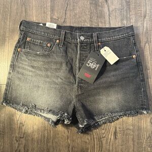 Levi's Charcoal Frayed Denim Shorts